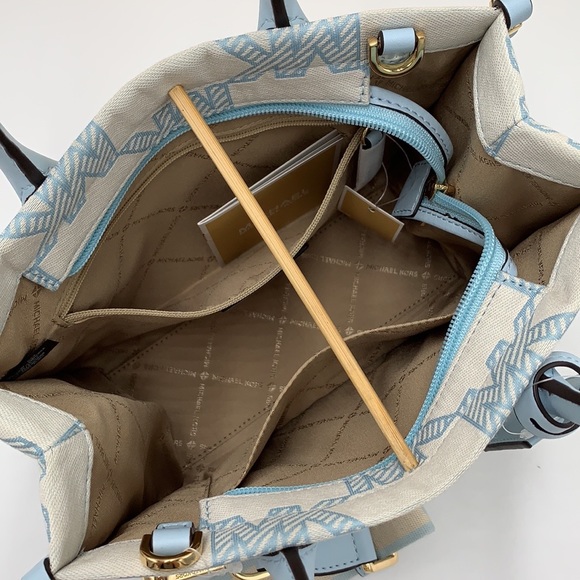 MICHAEL KORS MIRELLA SMALL SHOPPER TOP ZIP XBODY VISTA BLUE COLOR - Picture 9 of 15